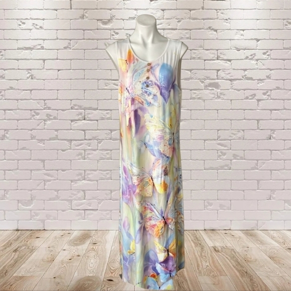 Noracora XXL Colorful Butterfly Print Maxi Dress - Picture 1 of 4